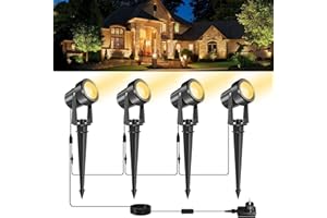 NATPOW Focos LED Exterior, Luces LED de Jardín, 3000K Cálido Foco Iluminación Exterior Jardin Luz IP65/270ºAjustable/ Dual usage para Patio,Macetas,Suelo,Calzada,Terraza,Césped, Christmas (4 en 1)