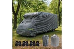 Farosun Wohnwagen Abdeckung, 4-lagige Schutzhülle für Wohnmobil, wetterfest & atmungsaktiv, UV-beständig, reißfest und wetterfest, Hagelschutzplane für Winter & Sommer, 600×235×270 cm