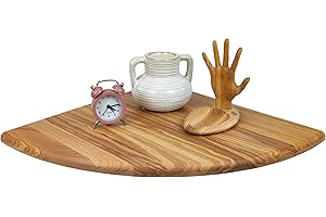 ‎WOOD WEDGE Wood Wedge Eckregal hängend, Wandregal, Bücherregal aus Massivholz runde Enden, Schweberegal für Wohnzimmer, Schlafzimmer, Aufbewahrungsregal, Pflanzenregal Küche, Büro (natürliche, 35x35 cm)