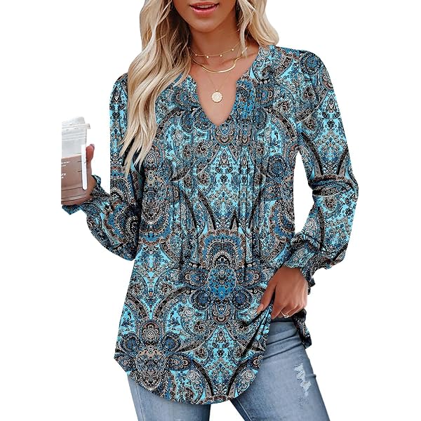 Anyally Women's Plus Size Chiffon Blouse - V-Neck Short Sleeve Tunic Top For Leggings, Spotted Blue