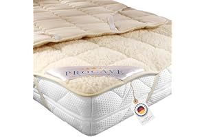 ‎PROCAVE PROCAVE weiches Unterbett mit Lammflor und Schurwolle. hochwertige Matratzen-Topper. Matratzen-Schoner mit 4 Eckgummis. Matratzen-Auflage 140x200 cm