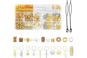 JINTANG 150 sztuk damskich dredloków, biżuteria do włosów, złote ozdoby do włosów, pierścionki do włosów, pierścionki do włosów, srebrne koraliki do włosów, pierścienie do włosów warkocze, z pudełkiem