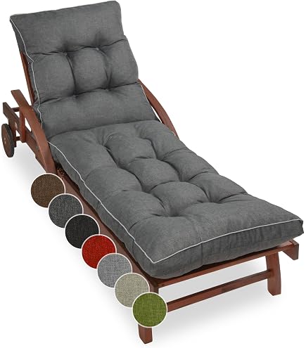 GYMAX Liegenauflage, Auflage Gartenliege 190 x 70 x 7 cm, Auflage Sonnenliege, Feldbett Auflage mit Einstellband für Deckchair, Gartenmöbel & Reisen (Grau) Garten