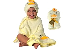 HECKBO 3D Serviette de Toilette à Capuche Poussin et Souris + débarbouillette Gratuite, à partir de 0 Ans, Nouveauté: 2 Boutons Pression pour Fermeture Souple, Taille : 100x90cm, pour garçons Filles