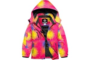GEMYSE Bambine Giacca da Sci Impermeabile Pile Antivento Giacche Ragazze invernale Cappotto con Cappuccio
