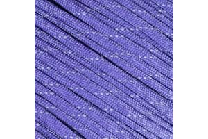 WEST COAST PARACORD Fluorescent Reflective 550 Type III Guyline Tent Rope Camping Survival Cord High-Visibility Paracord- Rot and UV Fade Resistant (Reflective Purple, 25 Feet)