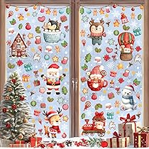 Sticker Noël Fenêtre Aquarelle SILARLAIT 10 Feuilles Sticker