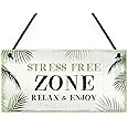 RED OCEAN Shabby Chic Stress Free Zone Sign Hot Tub Plaque Garden Shed Summer House Sign