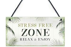 RED OCEAN Whirlpool-Schild im Shabby-Chic-Stil, Stress-Free-Zone-Design, Gartenhaus-Schild