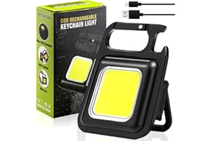 Rugtol Mini latarka, 1000 lumenów, jasna, wielokrotnego ładowania, z 3 trybami, przenośna latarka z uchwytem składanym, otwieraczem do butelek i podstawą magnetyczną