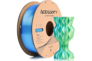 Aceaddity Filamento PLA Sedoso Mágico para Impresora 3D, Co-Extrusión Bicolor 1.75mm Filamento PLA para Impresión 3D, PLA Coextruido Brillante Sedoso, 1kg/2.2lbs (Azul-Amarillo)