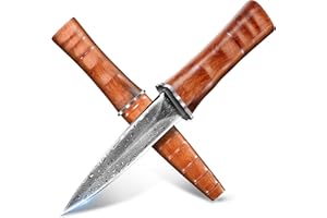 TIVOLI Damaszener Jagdmesser,Damaszener Stahl Adventure Outdoor Survival Messer, Zweischneidiges Dolchmesser, Geeignet für die Jagd, Dschungel Abenteuer, Camping, Senden Exquisite Geschenk-Box