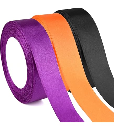 2 Rollen Halloween-Band – Je 22 Yards (45,7 M), 1,6 Cm Breit, Orange-violett Mit Geistern & Kürbissen, Aus Polyester-Ripsband