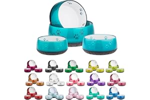 EHASO Hundenapf mit Pfötchen - Futter- und Trinknapf für kleine und große Hunde, unifarben (Türkis, 1000ml)