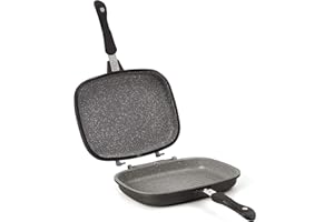 Aeternum Grill Doppia Petravera, 2 Piastre per Grigliare Componibili Utilizzabili Anche Singolarmente, Adatta all'Induzione, 32 x 24 cm