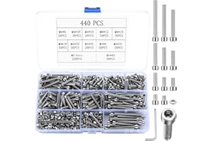 HAOCHEN 440 Stück M4 Schraubensatz, Edelstahl Sechskantschrauben mit Muttern und Unterlegscheiben, Schrauben Muttern und Unterlegscheiben Sortiment, Sechskantschrauben-Satz mit 2 Stück Schraubenschlüsseln