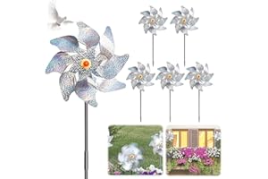 JIASHA Anti-Oiseaux Moulin à Vent, 6 Pièces Moulin à Vent Réfléchissant,Moulin à Vent Repulsif,Oiseaux Contre Contrôle des Oiseaux de Moulin à Vent,pour Jardin,Verger,Ferme