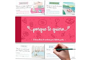 PACKLIST® Talonario para Parejas, Vales para Parejas con 22 Aventuras. Ideal para Regalo Aniversario Pareja, Aventuras para Enamorar y Disfrutar, 6 Vales Personalizables a su gusto para Enamorados!