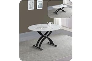 VOLERO', Stół Transformowalny Oszczędzający Przestrzeń, Model Agamennone, Mechanizm Podnoszenia i Opuszczania (biały żyłkowany)