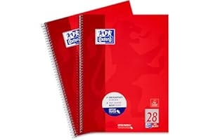 ‎OXFORD Oxford Collegeblock A4 kariert, mit Doppelrand, 80 Blatt, rot, 2 Stück