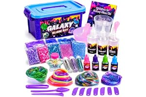 SHAHNARO Galaxy Slime Kit for Kids – 31 Pcs Glow in The Dark DIY Slime Making Kit with Fluffy Clay, Cloud Foam & Glitter, Arts & Crafts Toy for Girls & Boys, Birthday Gift, Creative Slime Kit Age 6+