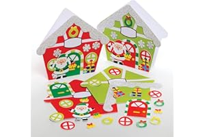 Baker Ross FE914 Santa's Workshop Card Kits - Pack of 6, Card Making Kit for Kids, Make Your Own Christmas Cards, Ideal Festive Arts and Crafts Project