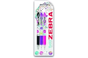Zebra Z-Grip Floral Stylo à bille – Couleurs assorties (Lot de 3)