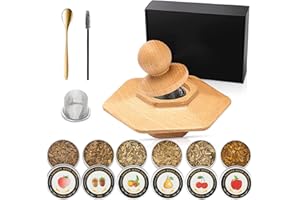 Dzanken Cocktail Smoker Kit with 6 Flavors of Wood Chips for Whisky Bourbon Whiskey Making Kit Old Fashioned Fireplace Drink Smoker for Wine Cheese Salad Meat