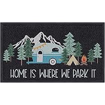 MsMr Zerbino Personalizzato 'Happy Campers' Con Nome, Antiscivolo 60x40 Cm, Interno/Esterno, Lavabile