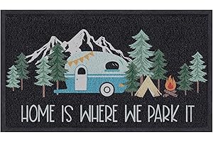 comfoyar Zerbino per Camper, Zerbini per Ingresso Esterno con Home Is Where We Park It, Facile da Pulire Tappeto con Antiscivolo Supporto in Gomma, Zerbino Interno per Van Decorazione Casa 40 X 60 cm