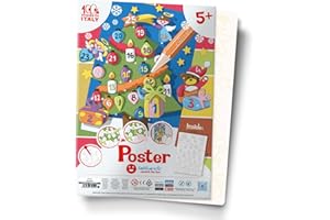 Sabbiarelli Sand-it for Fun - Poster Calendario dell'Avvento: 1 Maxi Disegno da Colorare con la Sabbia (Sabbia Non Inclusa), Lavoretti Natale Bambini Anni 8+, 26x40cm