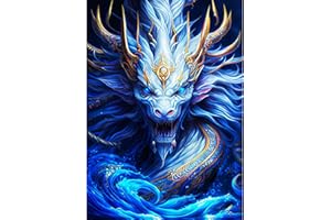 AIRDEA Dragon - Kit de pintura de diamante para adultos y niños, 5D redondo dragón gruñón diamante pintado, kit completo, DIY Animal Art du Diamante Kit de pintura Diamante, 30 x 40 cm