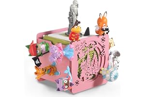 Xozoyo Tonie Shelf for Tonies Figures 25-40pcs, Magnetic Tonie box shelf for Toniebox in Kids Room Decor 14.5x14.5cm, Wall Mounted Shelves for tonies storage for Girls (Pink castle)