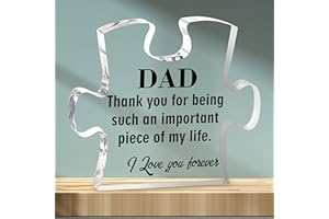 Merclix Gifts for Dad Who Has Everything Puzzle Shaped Acrylic Plaque Dad Gifts from Daughter Daddy Presents from Son Fathers Day Birthday Christmas Ideas
