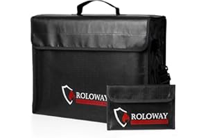 ROLOWAY Große (43,2 x 30,5 x 14,7 cm) feuerfeste Tasche, feuerfeste Dokumententaschen, feuerfeste Geldtasche, wasserdicht, für Aufbewahrung von Dokumenten und Wertsachen