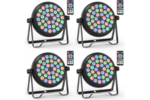 Rtktoup 4PCS RGB Focos Par LED, 36W Luz de Escenario con Control Remoto y 4 Modos de Control, Luces Discoteca para DJ Bar Boda Espectáculo Conciertos Fiesta Navidad Halloween