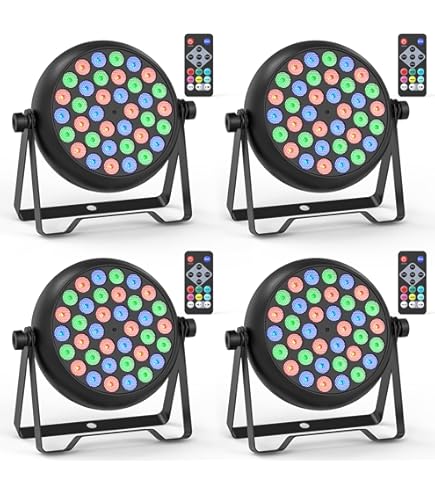 Fuzzix Comet M06 - Set Éclairage Soirée Avec 4 PAR LED RGB Et Jellyball, Télécommande Incluse, Modes Auto Et Son-Lumière, - TV Son Photo