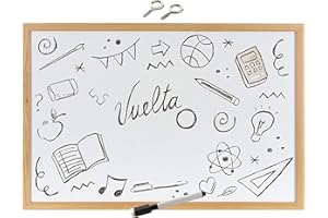 ETREXONLINE Tableau Blanc 30x40cm Effaçable avec Cadre en Bois Naturel, Tableau Blanc effaçable + Marqueur Noir