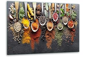 TMK ARTDEKO TMK, tagliere in vetro, 40 x 30 cm, con motivo spezie, piastra di copertura per fornelli, vetro decorativo