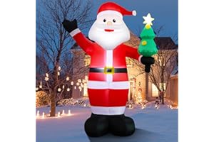 Papa Noel Hinchable Grande 1.8M para Exterior con Luces LED Integradas, Inflable de Navidad Impermeable y A Prueba de Viento para Jardín, Decoración Navideña al Aire Libre para Casa Fiesta, Lgnitek