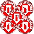 Kachy Signs - (Set of 5) Fire Extinguisher Sign | 4.5" Circle | Durable Self Adhesive 4 Mil Vinyl | Laminated | Scratch & Fade Resistant | Waterproof - Fire Safety Stickers for Building, Office,