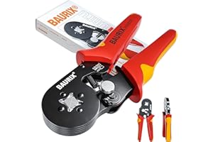 BAURIX® Crimpadora Terminales Eléctricos para punteras electricas - [0,25-10 mm²] - Crimpadora Terminales autoajustables - Alicates Terminales Electricos