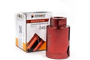 AMBOSS WERKZEUGE Amboss RED Edition M14 - Corona diamantata per smerigliatrice angolare in gres porcellanato, piastrelle dure, granito/corona di perforazione a secco ideale (Ø 40 mm)