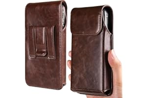 Miimall Handytasche Kompatibel mit Samsung S25 Serie iPhone 17 16e 16 15 Pro Plus Air Pro Max Gürteltasche+Gürtelclip, Premium Ledertasche Hülle für Samsung S25 S24Plus Ultra-Dunkel Braun