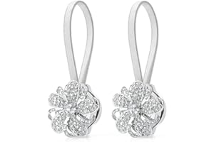 Diealles Fibbia in Tieback per Tende, Maglia Magnetica di Tenda del Fiore di Cristallo per La Tenda - Argento(2PCS)