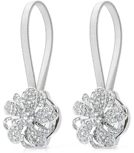 Set 2 Lacci Per Tende A Fiori + 2 Ferma Tende Magnetici - Decorativi