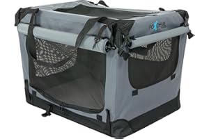 Foxdevil by xonic® Faltbare Hundebox/Katzenbox für mittelgroße Tiere – Hundetransportbox Auto und Zuhause – Transportbox Hund – Hundebox Auto Kofferraum (Grau, XL)