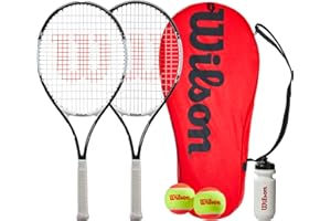 Wilson Federer Tour 25" Double Tennis Set, inc Carry Case, Water bottle & 2 Stage 2 Tennis Balls