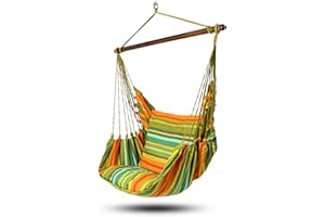 HOBEA-Germany Hängesessel Hängestuhl Hängesitz mit 2 Kissenhüllen (XXL (bis 140kg belastbar), Karibik)