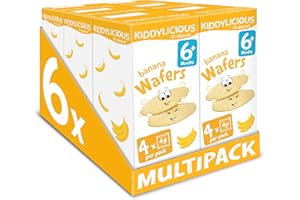 Kiddylicious Banana Mini Wafers - Gluten and Dairy Free Kids Snack - Suitable for 6+ Months - 6 x 4 Twin Packs